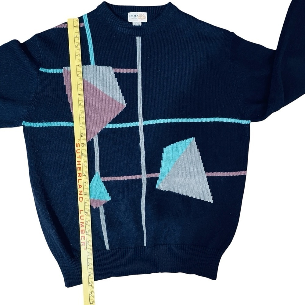 IZOD Club Men’s Navy Multicolor Vintage Geometric Knit Sweater Extra Large - Picture 5 of 7